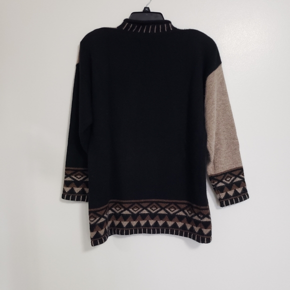 Size Small Wool/Fur Mockneck Sweater Black/Brown Valerie Stevens Furblend - Picture 6 of 8